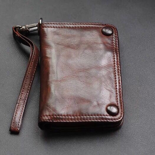 Billetera Juvenil de Cuero con Pliegues - Cartera Corta para Hombre - Image 3