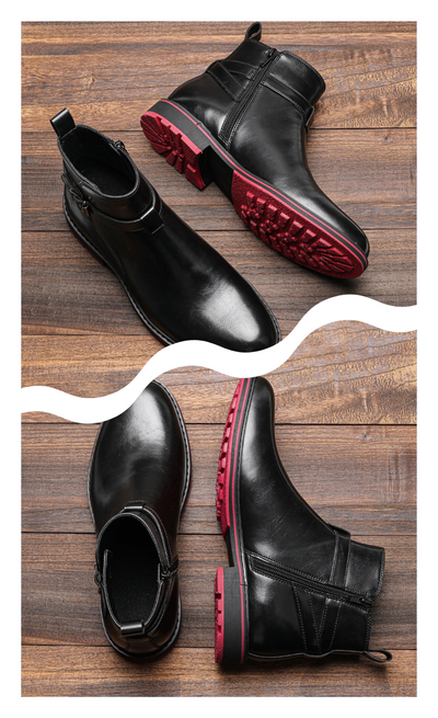 Botas Negras de Moda para Hombre con Detalles en Rojo - Image 11