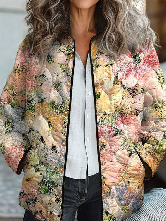 Chaqueta Acolchada de Algodón para Mujer con Estampado Floral Digital - Image 5
