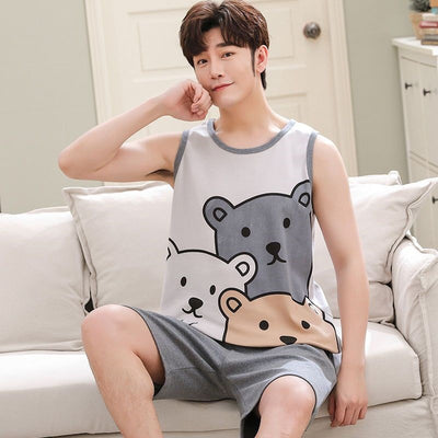Pijama Hombre Algodón Premium - Conjunto Chaleco y Shorts - Image 24