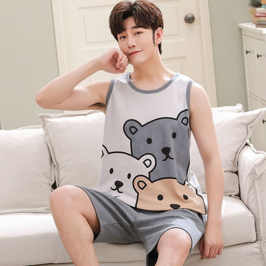 Pijama Hombre Algodón Premium - Conjunto Chaleco y Shorts - Image 24