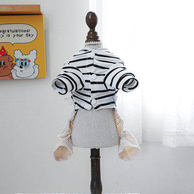 Mono Overol a Rayas para Mascotas - Diseño Clásico Blanco y Negro con Bolsillo - Image 8