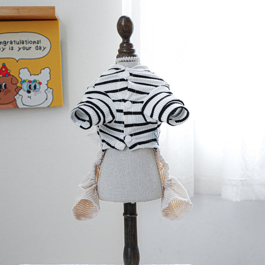 Mono Overol a Rayas para Mascotas - Diseño Clásico Blanco y Negro con Bolsillo - Image 8