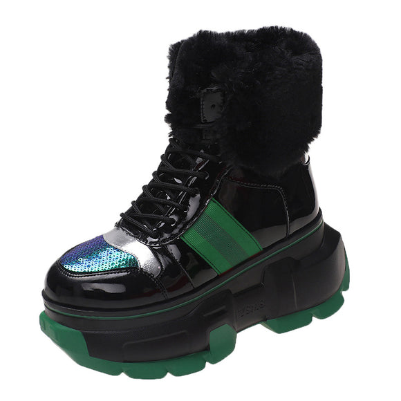 Zapatos de Algodón Acolchados con Suela Gruesa y Forro de Terciopelo