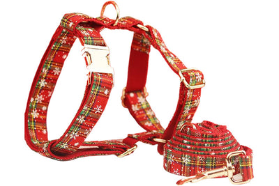Collar Navideño para Mascotas con Correa - Diseño Copo de Nieve y Lazo - Image 22
