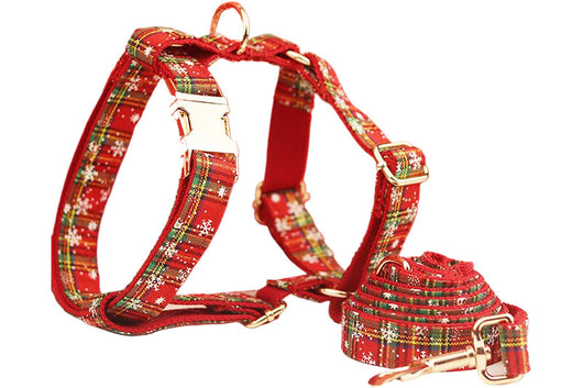 Collar Navideño para Mascotas con Correa - Diseño Copo de Nieve y Lazo - Image 22