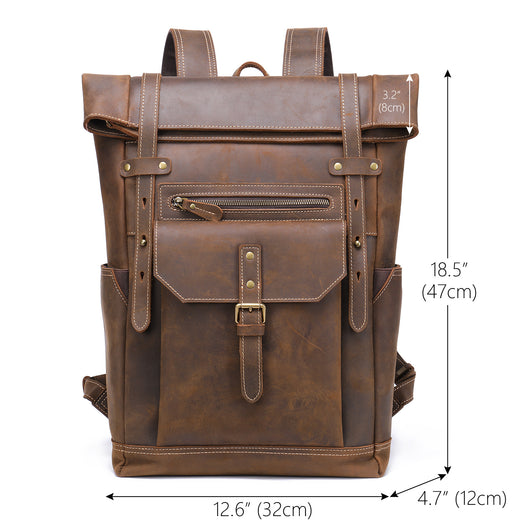 Mochila de Cuero Vintage Crazy Horse para Hombre - Image 3