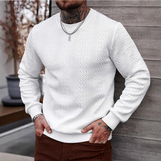 Playera Casual Holgada para Hombre con Cuello Redondo y Textura Jacquard