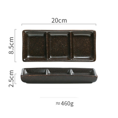 Plato de Cerámica Japonés Compartido de Tres Secciones para Condimentos - Image 7