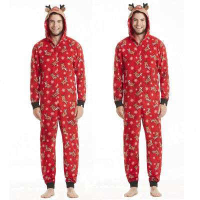 Jumpsuit Navideño con Capucha y Estampado Festivo