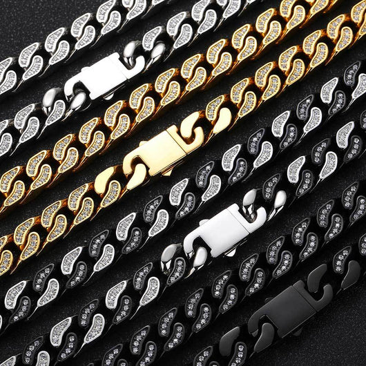 Pulsera Cubana de Acero Titanio con Circones para Hombre - Image 11