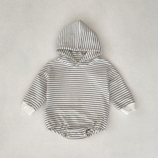 Mameluco Infantil con Capucha y Rayas Elegantes - Image 2