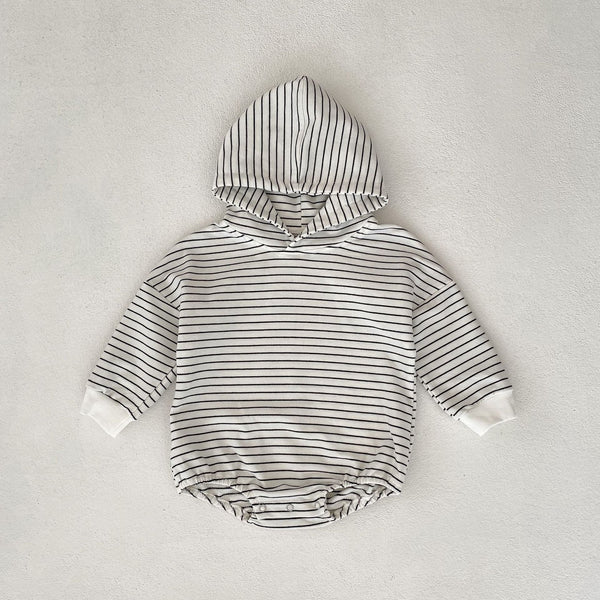 Mameluco Infantil con Capucha y Rayas Elegantes