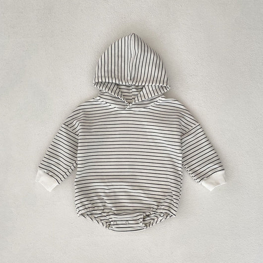 Mameluco Infantil con Capucha y Rayas Elegantes - Image 2