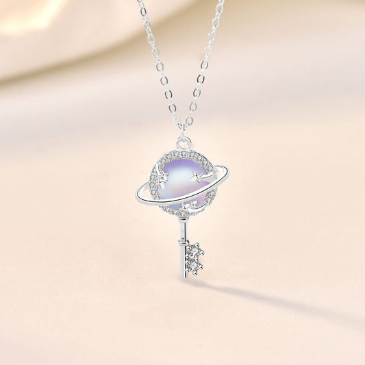 Collar Colgante Planeta Aurora en Plata Esterlina