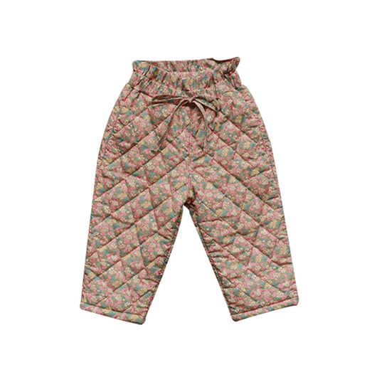 Pantalones Casuales de Algodón Acolchados con Estampado Floral para Niñas - Image 7
