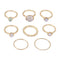 Colorful Stone Metalic Finger Rings Joint Combination Rings For Women Girl Rings Golden B