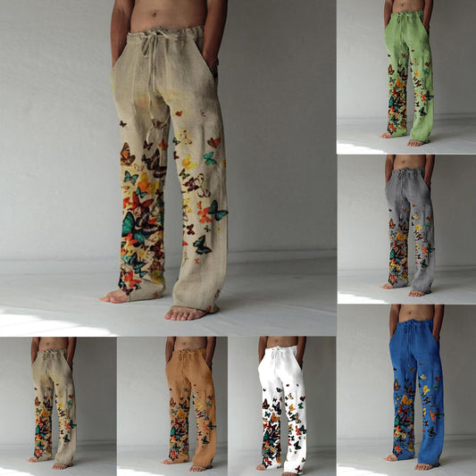 Pantalones Casuales para Hombre Primavera-Otoño con Estampado de Mariposas