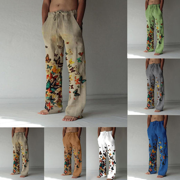 Pantalones Casuales para Hombre Primavera-Otoño con Estampado de Mariposas