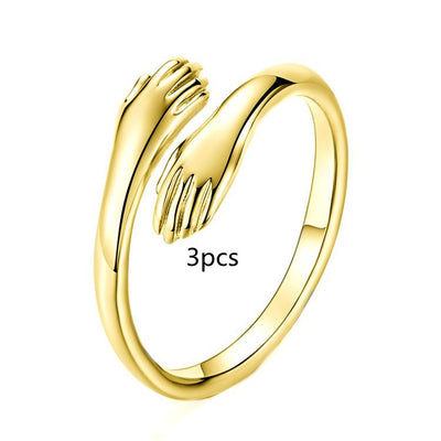 Anillo de Plata 925 Dos Manos Abrazo Retro Tailandés Minimalista - Image 9