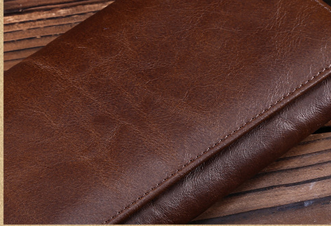 Billetera Larga de Cuero Genuino con Acabado Vintage Oil Wax - Image 9