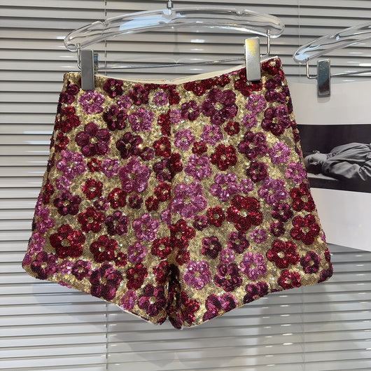 Shorts con Lentejuelas Personalizadas de Flores para Mujer - Image 8