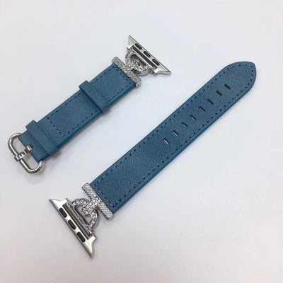 Correa de Reloj en Cuero con Diamantes Incrustados