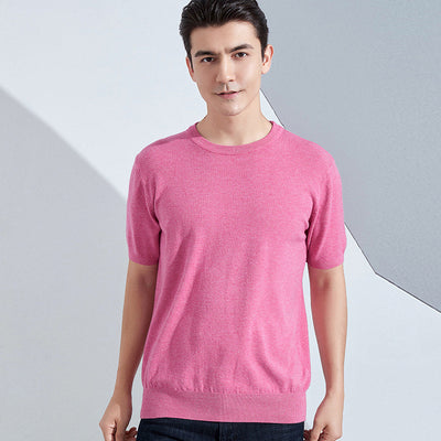 Playera Casual Holgada de Manga Corta en Algodón Liso para Hombre - Image 15