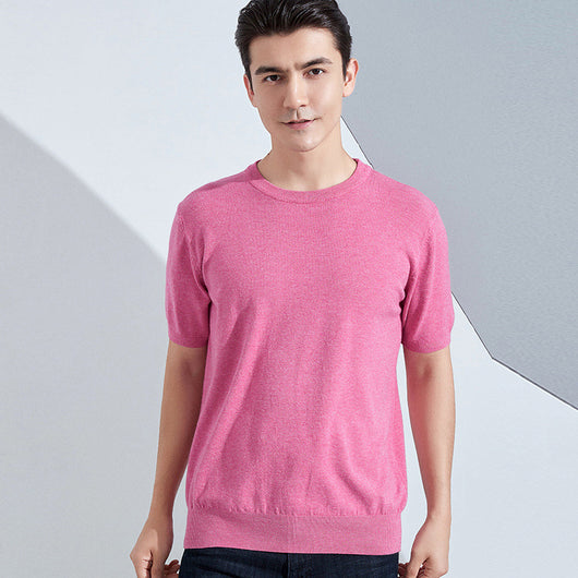 Playera Casual Holgada de Manga Corta en Algodón Liso para Hombre - Image 15