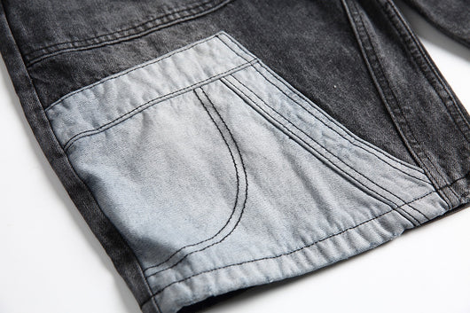 Shorts Camisa de Negocios Patchwork Denim Retro para Hombre - Image 25