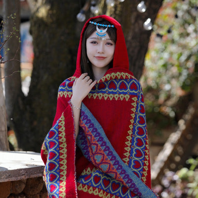 Poncho Étnico Desértico de Cashmira Artificial para Otoño e Invierno - Image 9
