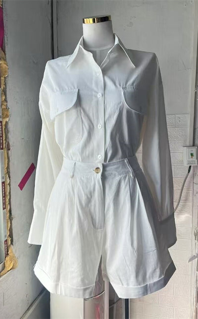 Conjunto de Lino y Algodón: Blusa Suelta de Manga Larga + Short de Cintura Alta - Image 15