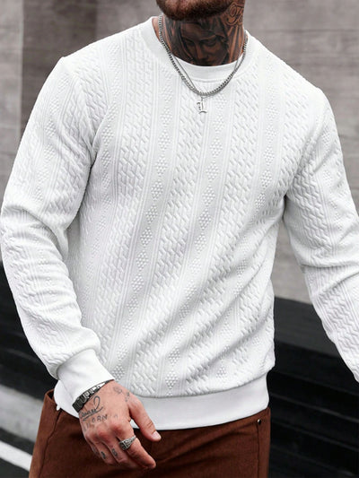 Playera Casual Holgada para Hombre con Cuello Redondo y Textura Jacquard - Image 17