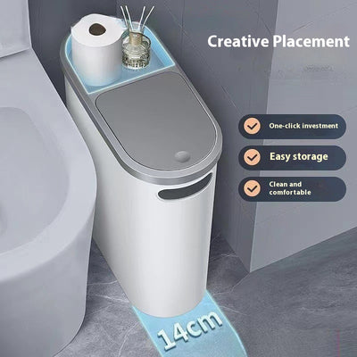 Basurero Compacto con Tapa para Baño - Contenedor de Almacenamiento Estrecho - Image 13