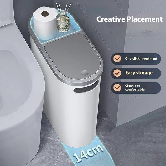 Basurero Compacto con Tapa para Baño - Contenedor de Almacenamiento Estrecho - Image 13
