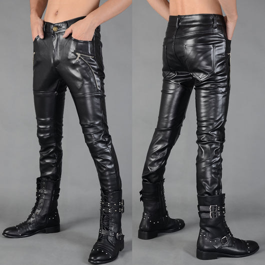 Pantalones de Cuero Ajustados con Cierre para Hombre - Otoño e Invierno - Image 6