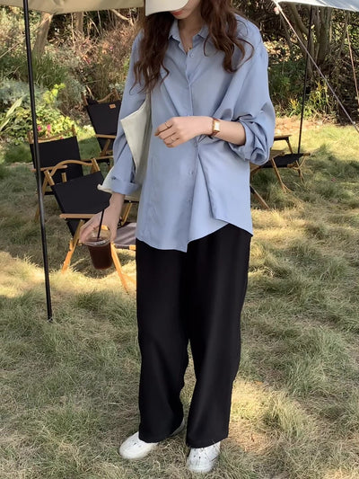 Blusa Clásica con Solapa Estilo Coreano para Mujer