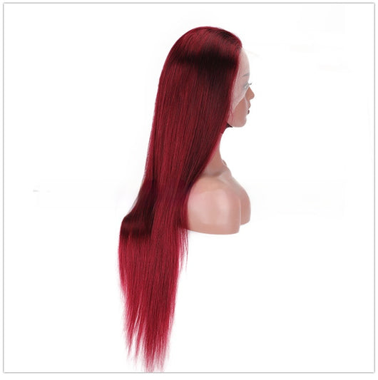 Peluca Larga Roja Cabello Humano con Encaje Frontal - Image 5