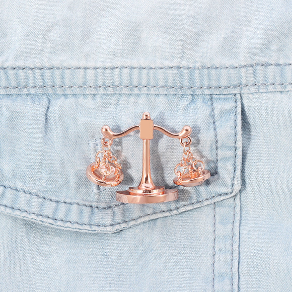 Broche Plata de Ley Balanza Diseño Bicolor Plata y Oro Rosa