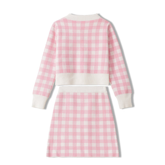 Conjunto de Falda y Cardigan Cuadrille - Traje Elegante Primavera Otoño - Image 10