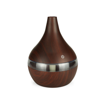 Dark wood grain USB mini tip air purifier and humidifier with a teardrop shape and a silver band. - Image 17