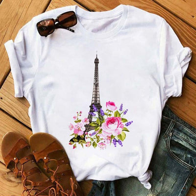 Blusa Romántica de Manga Corta para Mujer con Estampado I LOVET - Image 8