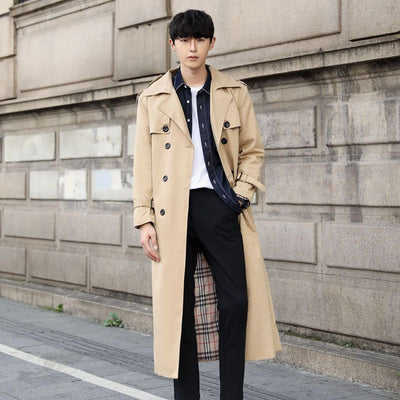 Abrigo Trinchera Slim Fit Largo para Hombre Estilo Británico - Image 8