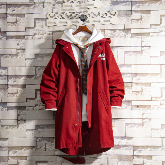 Chaqueta Cortavientos Roja de Largo Medio