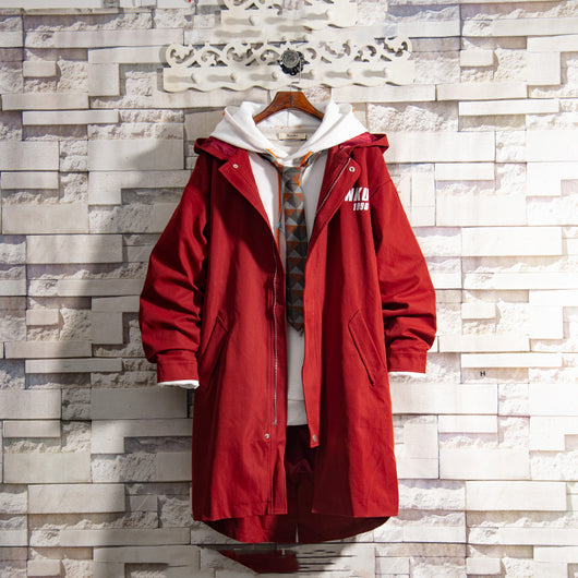 Chaqueta Cortavientos Roja de Largo Medio