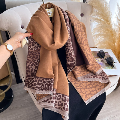Bufanda Estampado Leopardo de Cachemira Artificial Elegante para Mujer - Image 13