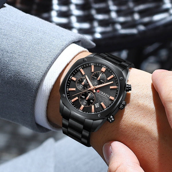 Reloj Empresarial Impermeable para Hombre con Seis Agujas y Calendario