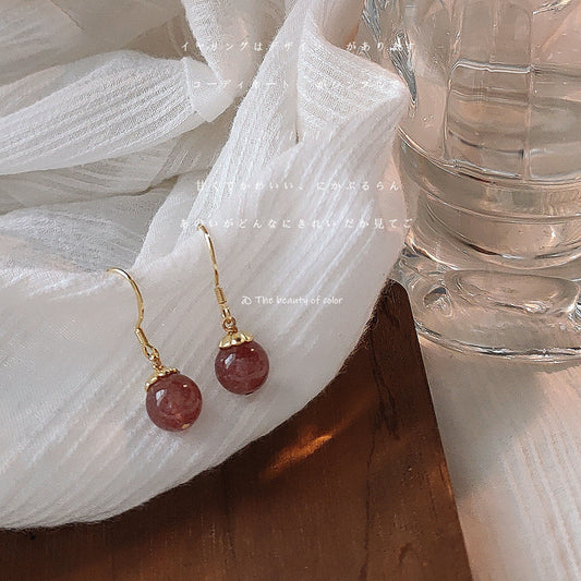 Aretes de Cuarzo Fresa Diseño Artesanal Elegancia Natural