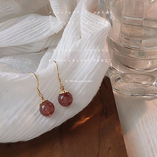 Aretes de Cuarzo Fresa Diseño Artesanal Elegancia Natural