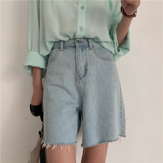 Shorts de Mezclilla Talle Alto con Basta Cruda - Image 5